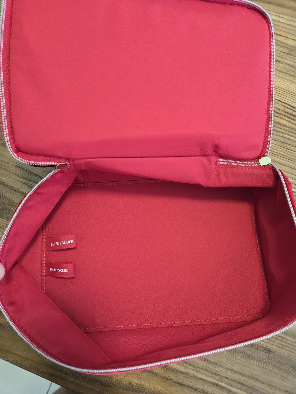 Estee Lauder Luxurious Red velvet velour bow Cosmetic makeup Case travel bag NEW